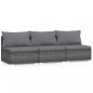 Preview: 3-Sitzer-Sofa mit Kissen Grau Poly Rattan