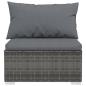 Preview: 3-Sitzer-Sofa mit Kissen Grau Poly Rattan