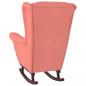 Preview: Schaukelstuhl mit Massivholz-Gummibeinen Rosa Samt