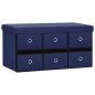 Preview: Faltbare Sitzbank mit Stauraum Blau 76x38x38 cm Leinenoptik