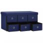Preview: Faltbare Sitzbank mit Stauraum Blau 76x38x38 cm Leinenoptik