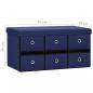 Preview: Faltbare Sitzbank mit Stauraum Blau 76x38x38 cm Leinenoptik