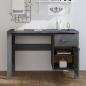 Preview: ARDEBO.de - Schreibtisch HAMAR Dunkelgrau 113x50x75 cm Massivholz Kiefer