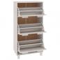 Preview: Schuhschrank HAMAR Weiß 59,5x35x117 cm Massivholz Kiefer