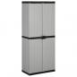 Preview: ARDEBO.de - Garten-Lagerschrank mit 3 Böden Grau & Schwarz 68x40x168 cm
