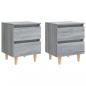 Preview: Nachttisch mit Massivholz-Beinen 2 Stk. Grau Sonoma 40x35x50cm