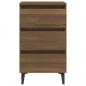 Preview: Nachttisch mit Metallbeinen Braun Eichen-Optik 40x35x69 cm