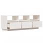 Preview: TV-Schrank Weiß 140x37x50 cm Massivholz Kiefer