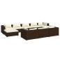 Preview: 10-tlg. Garten-Lounge-Set mit Kissen Braun Poly Rattan