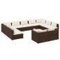 Preview: 11-tlg. Garten-Lounge-Set mit Kissen Braun Poly Rattan