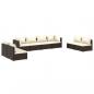 Preview: 8-tlg. Garten-Lounge-Set mit Kissen Poly Rattan Braun