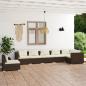 Preview: ARDEBO.de - 7-tlg. Garten-Lounge-Set mit Kissen Poly Rattan Braun
