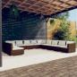 Preview: ARDEBO.de - 11-tlg. Garten-Lounge-Set mit Kissen Braun Poly Rattan