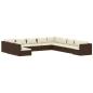 Preview: 11-tlg. Garten-Lounge-Set mit Kissen Braun Poly Rattan