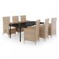 Preview: 7-tlg. Garten-Essgruppe mit Auflagen Beige