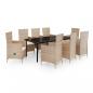 Preview: 9-tlg. Garten-Essgruppe mit Auflagen Beige