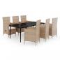 Preview: 7-tlg. Garten-Essgruppe mit Auflagen Beige