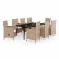 Preview: 9-tlg. Garten-Essgruppe mit Auflagen Beige