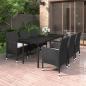 Preview: ARDEBO.de - 7-tlg. Garten-Essgruppe mit Auflagen Poly Rattan und Glas