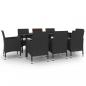 Preview: 9-tlg. Garten-Essgruppe mit Auflagen Poly Rattan und Glas