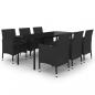 Preview: 7-tlg. Garten-Essgruppe mit Auflagen Poly Rattan und Glas
