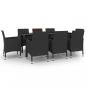 Preview: 9-tlg. Garten-Essgruppe mit Auflagen Poly Rattan und Glas