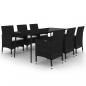Preview: 7-tlg. Garten-Essgruppe mit Kissen Poly Rattan und Glas