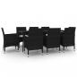 Preview: 9-tlg. Garten-Essgruppe mit Kissen Poly Rattan und Glas