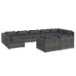 Preview: 9-tlg. Garten-Lounge-Set mit Kissen Grau Poly Rattan