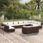 Preview: ARDEBO.de - 12-tlg. Garten-Lounge-Set mit Kissen Braun Poly Rattan