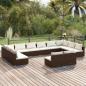 Preview: ARDEBO.de - 12-tlg. Garten-Lounge-Set mit Kissen Braun Poly Rattan