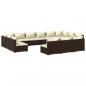 Preview: 13-tlg. Garten-Lounge-Set mit Kissen Braun Poly Rattan