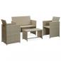 Preview: ARDEBO.de - 4-tlg. Garten-Lounge-Set mit Auflagen Beige Poly Rattan