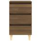 Preview: Nachttisch mit Massivholz-Beinen Braun Eichen-Optik 40x35x69 cm