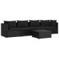 Preview: 5-tlg. Garten-Lounge-Set mit Kissen Poly Rattan Schwarz
