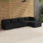 Preview: ARDEBO.de - 5-tlg. Garten-Lounge-Set mit Kissen Poly Rattan Schwarz