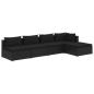 Preview: 5-tlg. Garten-Lounge-Set mit Kissen Poly Rattan Schwarz