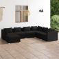 Preview: ARDEBO.de - 7-tlg. Garten-Lounge-Set mit Kissen Poly Rattan Schwarz