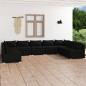 Preview: ARDEBO.de - 9-tlg. Garten-Lounge-Set mit Kissen Poly Rattan Schwarz