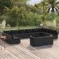Preview: ARDEBO.de - 12-tlg. Garten-Lounge-Set mit Kissen Schwarz Poly Rattan