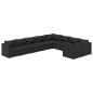 Preview: 9-tlg. Garten-Lounge-Set mit Kissen Poly Rattan Schwarz