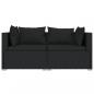 Preview: 3-tlg. Garten-Lounge-Set mit Kissen Schwarz Poly Rattan