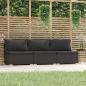 Preview: ARDEBO.de - 3-Sitzer-Sofa mit Kissen Schwarz Poly Rattan