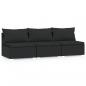 Preview: 3-Sitzer-Sofa mit Kissen Schwarz Poly Rattan