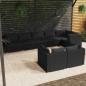 Preview: ARDEBO.de - 8-tlg. Garten-Lounge-Set mit Kissen Schwarz Poly Rattan