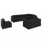 Preview: 8-tlg. Garten-Lounge-Set mit Kissen Poly Rattan Schwarz