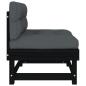 Preview: ARDEBO.de - Mittelsofas mit Kissen 2 Stk. Schwarz Massivholz Kiefer