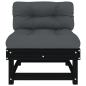 Preview: Mittelsofas mit Kissen 2 Stk. Schwarz Massivholz Kiefer
