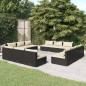Preview: ARDEBO.de - 12-tlg. Garten-Lounge-Set mit Kissen Poly Rattan Schwarz
