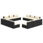 Preview: 12-tlg. Garten-Lounge-Set mit Kissen Poly Rattan Schwarz